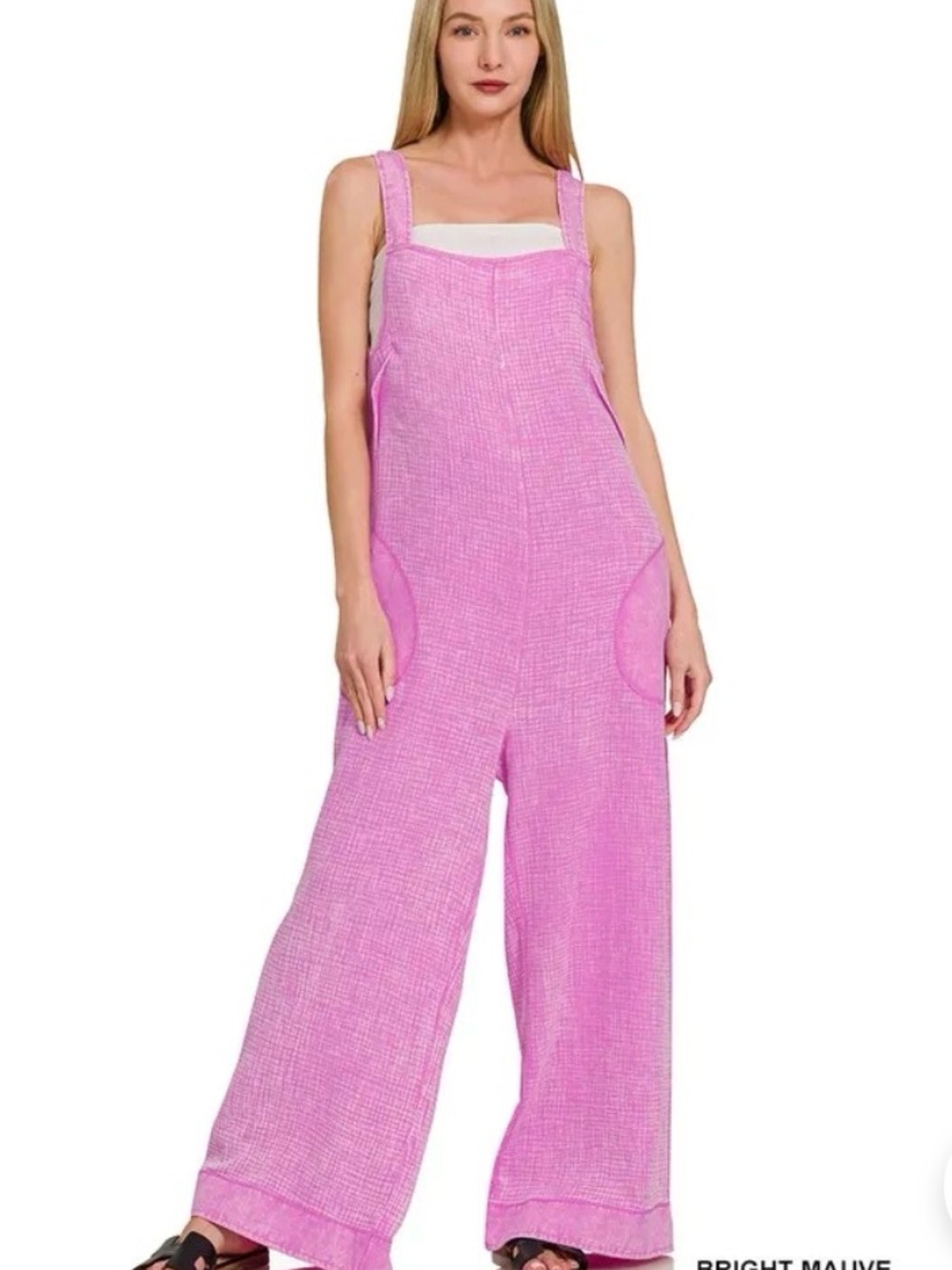 Zenana Outfitters Bright Mauve Wide-Leg Jumpsuit